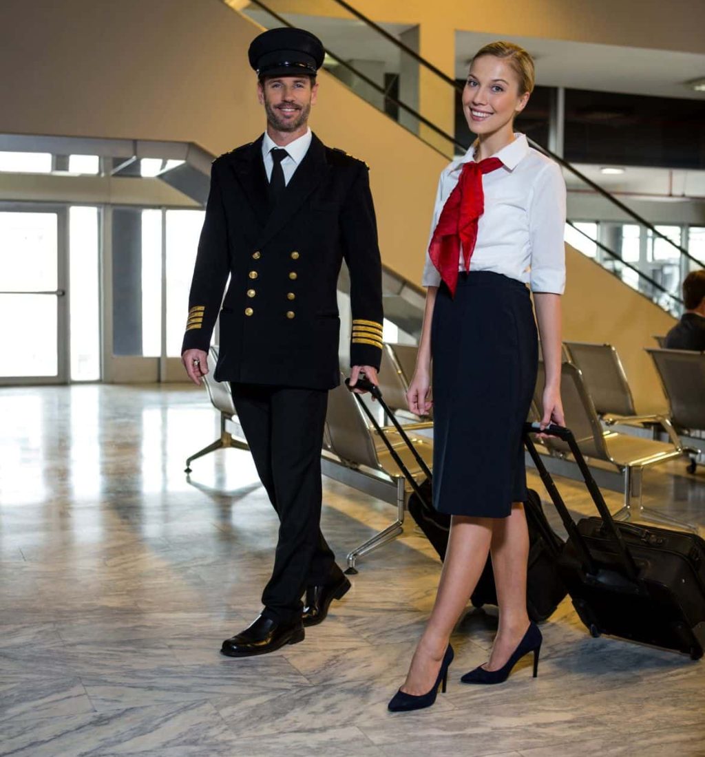 pilot-air-hostess-walking